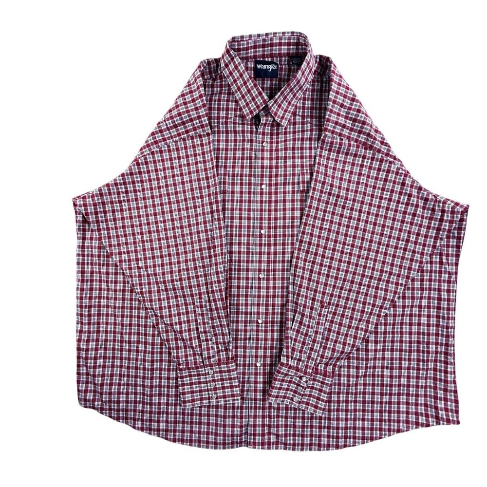 Vintage Wrangler Shirt Mens Big 4X Red Plaid Western Snap Button Long Sleeve - Picture 4 of 15